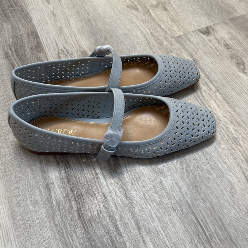 J. Crew Women's Fog Blue Perforated Loafers - Picture 2 of 5
